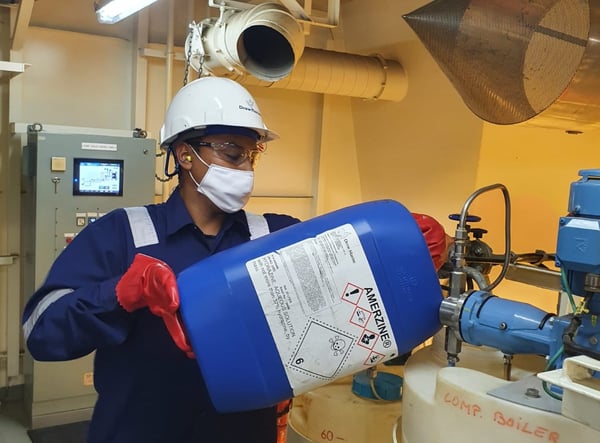 Boiler treatment with dosing pump