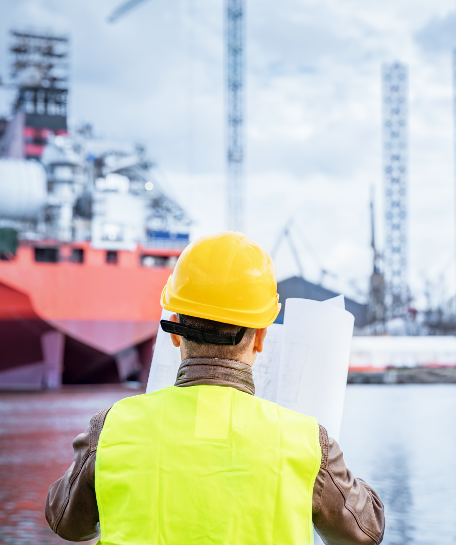 Engineer looking at blueprints-1